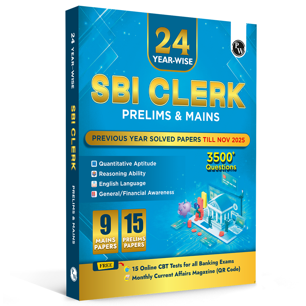 24 SBI Clerk Prelims & Mains Previous Year Solved Papers (Till Nov 2025) with 15 Online CBT Tests For 2026 Exam | 3500 PYQ Questions | Fully Solved