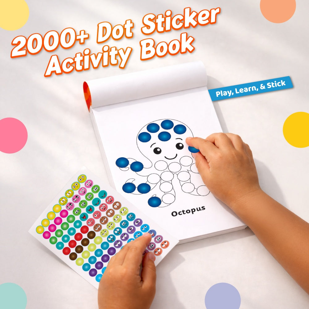 2000+ Dot Sticker Activity Book For 3+ Years Old Kids | Fun Sticker Set, Focus Builder, A to Z letters (Uppercase & Lowercase), Numbers 1-10 | Screen-Free Educational Activity For Kids