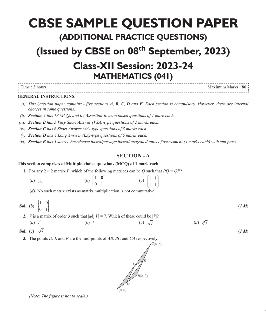 CBSE 15 Sample Question Papers Class 12 Mathematics for 2024 Exam (Mock Test Paper) Adhering to Competency - Based Learning | Embedded Videos and Cheat Sheet for Revision | PYQ 2023 Solved Paper