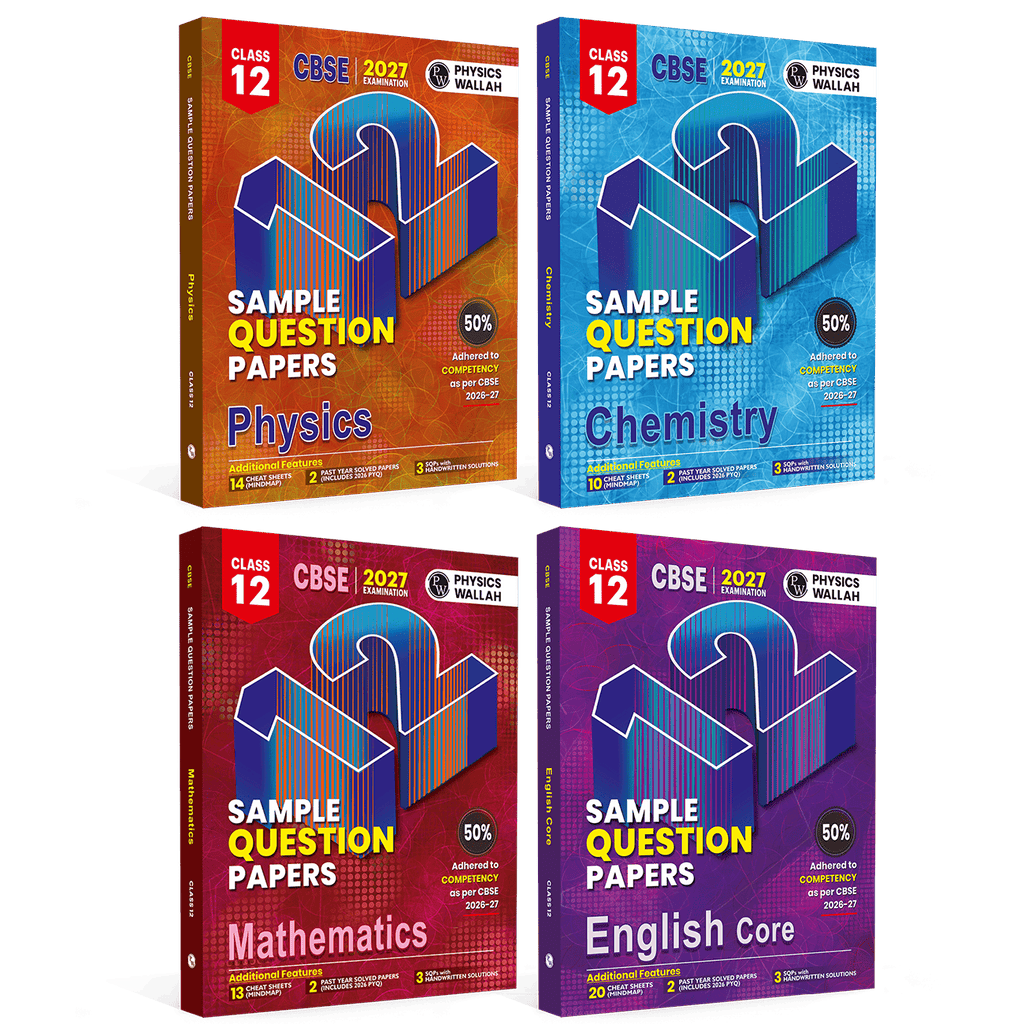 PW CBSE 12 Sample Question Papers Class 12 Physics, Chemistry, Maths & English Combo Set of 4 Books For 2027 Board Exam (New Pattern) | 2026 Solved Paper with Stepwise Marking