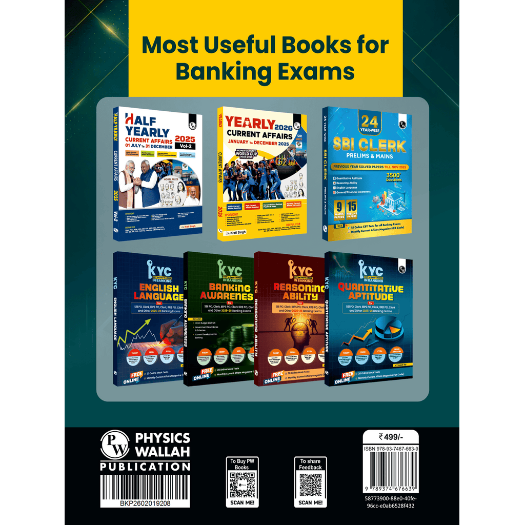 PW IBPS Clerk PYQ - 27 Year-wise Prelims & Mains Previous Year Solved Papers Till Nov 2025 with 15 Online CBT Tests For Exam 2026-27 | 3750 PYQs | English Edition