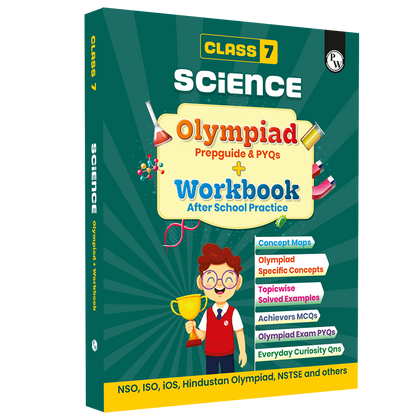 Olympiad Plus Workbook For Class 7 Science Prepguide, Concept Map, PYQs and Worksheets For After School Practice | NSO, ISO, IOS, Hindustan Olympiad, NSTSE and Others