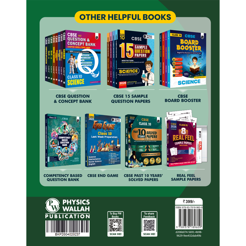PW CBSE Class 10  Social Science PYQ Chapter-wise, Topic-wise & Typewise 10 Years Solved PYQs (2026-2016) with 5 Multiple Sets of 2026 For 2027 Board Exams | Concept Maps, Competency Tagging, NCERT References