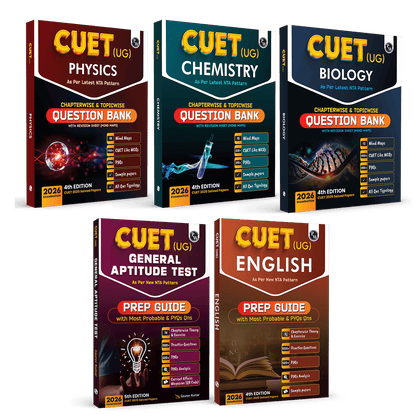 CUET (UG) Physics, Chemistry, Biology, General Aptitude Test, English Combo Set of 5 Books Chapterwise & Topicwise Question Bank For 2026 Exam
