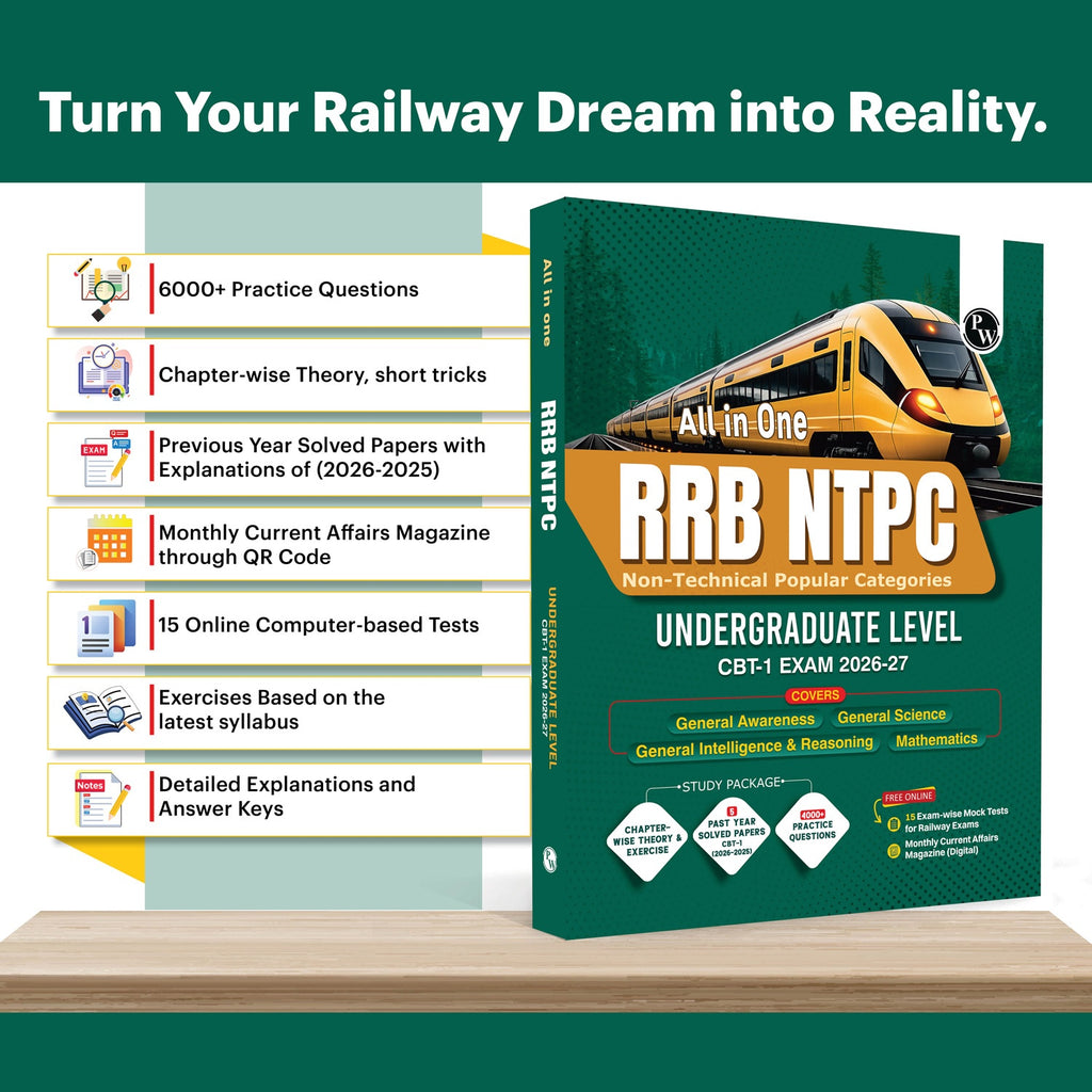 PW All in One RRB NTPC Undergraduate CBT-1 and 28 RRB NTPC PYQs (2022-2016) Combo Set of 2 Books For 2026-27 Exams l Chapterwise Theory, Short Tricks and Exercises l Past Year Papers (PYQs)