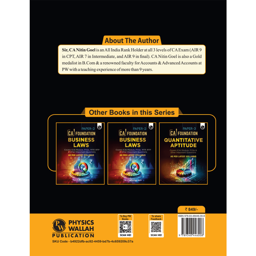 CA Foundation Paper 1 - Accounting By CA Nitin Goel 3rd Edition | Including PYQs, MTP, RTP and All Important Questions | Latest Syllabus For 2024 Exams