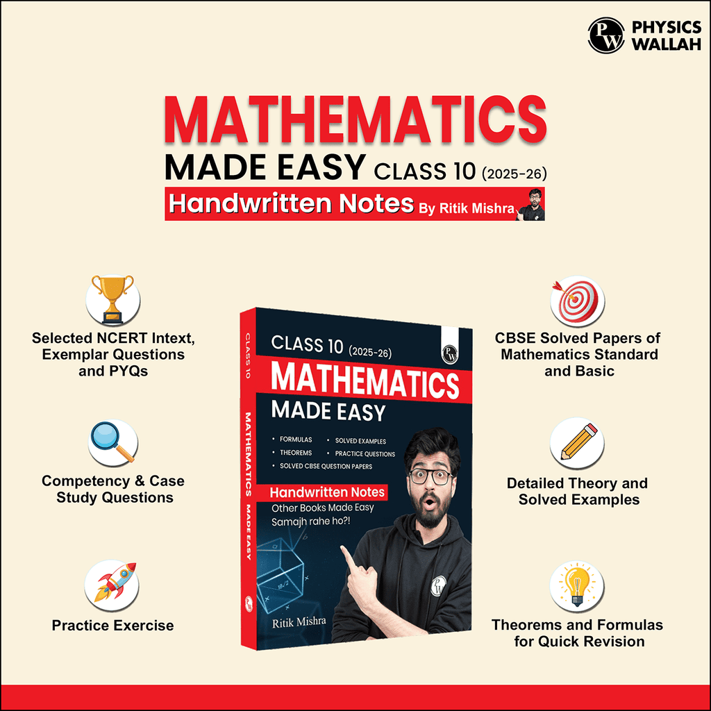 CBSE Class 10 Mathematics Made Easy Handwritten Notes By Ritik Mishra For Board 2025-2026 Exams | Formulas, Solved Examples, Theorems, Practice Questions, Solved CBSE Questions