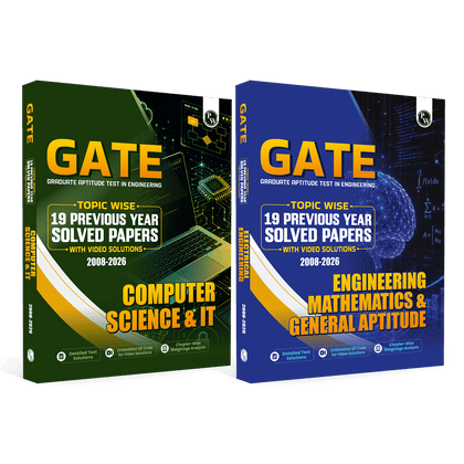 GATEWALLAH Computer Science & IT and Engineering Mathematics & General Aptitude Combo Set of 2 Books Topicwise Previous Years Solved Questions with Video Solutions For 2027 Exams