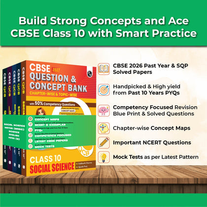 CBSE Question & Concept Bank (QCB) Class 10 Maths (Basic), Science, Social Science, Eng, Hindi-B Combo Set of 5 Books Chapterwise & Topicwise Solved Questions For 2027 Exams
