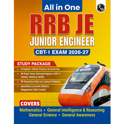 PW All in One RRB JE (Junior Engineer) CBT - 1 Book 2026-27 Exam l Chapterwise Theory, Short Tricks and Exercises, 18 Previous Year Solved Papers (2026, 2024 & 2019) PYQs with 10 Practice Sets
