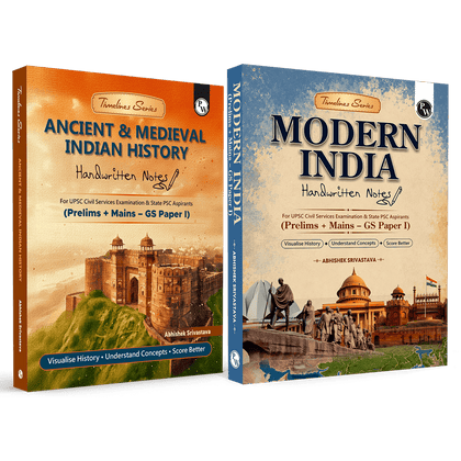 UPSC Ancient & Medieval Indian History & Modern India Handwritten Notes By Abhishek Srivastava Combo Set of 2 Books | PYQs, Maps, Timelines & Exam Oriented Notes| Ideal for UPSC & State PSC Exams