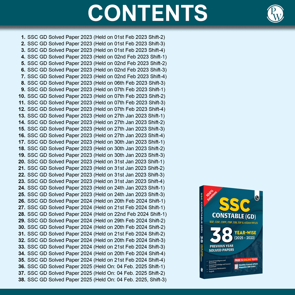 SSC Constable GD Exam 2025 | 38 Previous Year-wise Solved Papers (PYQs) (2023- 2025) with FREE 5 Online Practice Sets | BSF, CISF, CRPF, ITBP, SSB, SSF & Assam Rifles