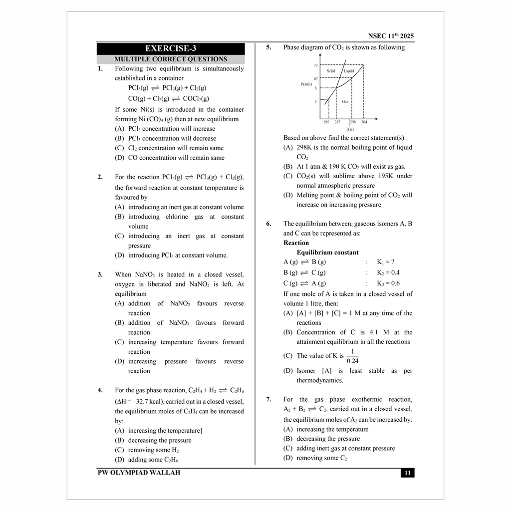 Olympiad Wallah NSEC Class 11 Advanced Chemistry (Part 2) For JEE & Olympiad 2025 | Problems For Analytical Skills | Ideal For NSEP INPhO & IPhO