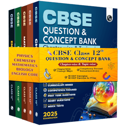 CBSE Question and Concept Bank (QCB) Class 12 Mathematics, Physics, Chemistry, Biology, English Core, Combo Set of 5 Books For 2025 Board Exams