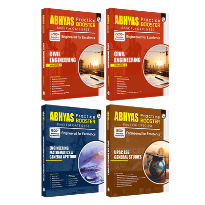 GATE & ESE Abhyas Practice Booster For Civil Engineering Vol 1 & 2, ESE General Studies and Engineering Mathematics & General Aptitude Combo Set of 4 Books