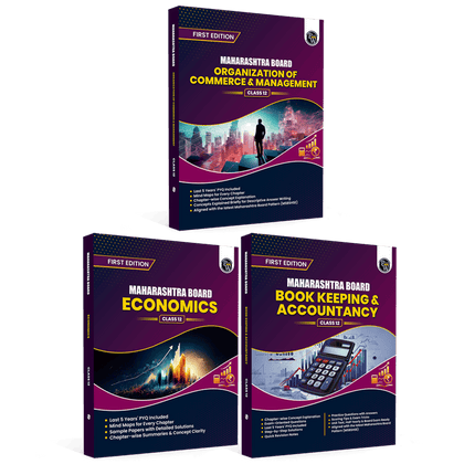 PW Maharashtra Board Class 12 Combo Set of 3 Books | Book Keeping & Accountancy, Organization of Commerce & Management & Economics | Includes 5 Years of Solved PYQs