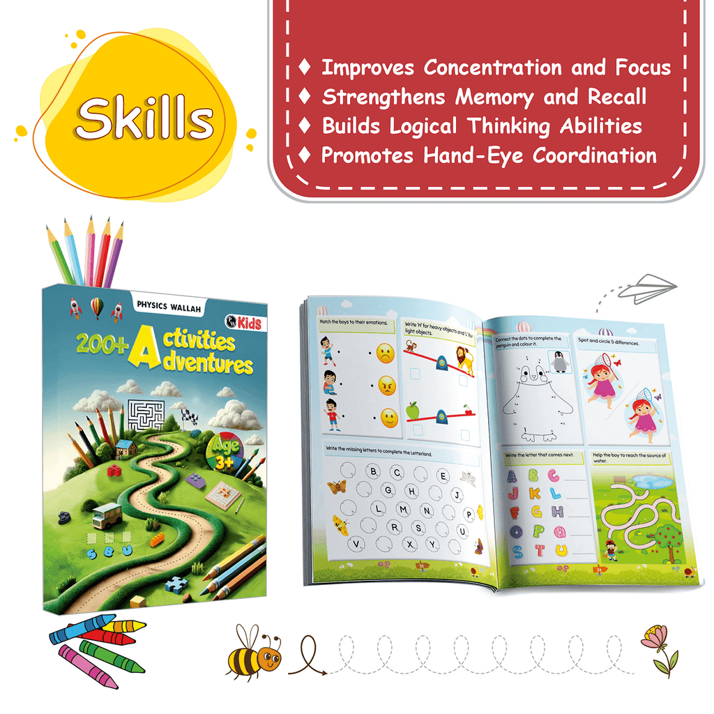 Activities Book For Kids Aged 3+ Years Old | 200+ Adventure Activities | Puzzles, Mind Games, Maze and Challenges Filled Activity Book For Growing Kids & Screen-Free Fun