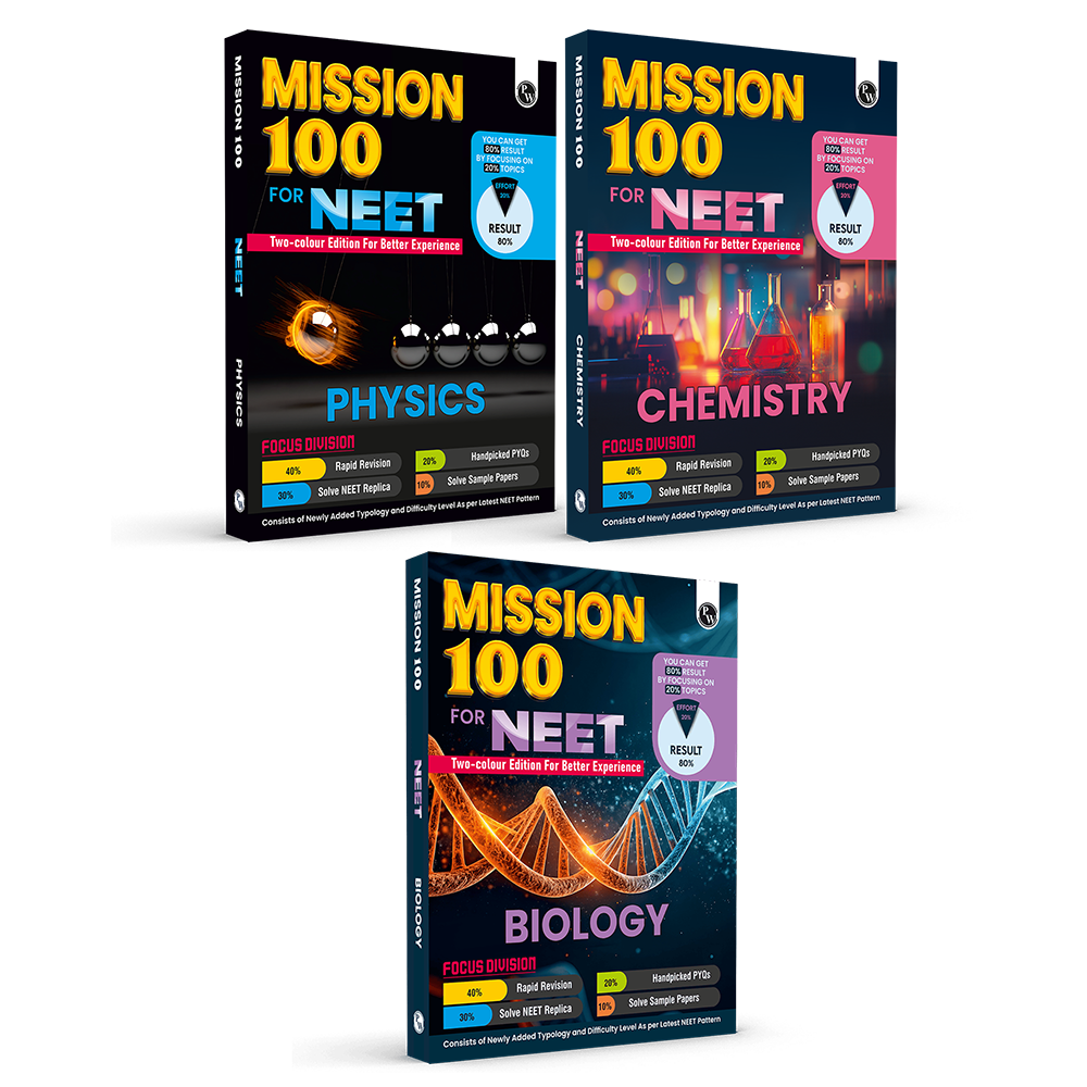 Mission 100 Physics, Chemistry and Biology Combo Set of 3 Books For NEET UG 2026 Exams | Chapterwise Revision & Practice with Sample Papers and Handpicked Past Year Questions (PYQ)