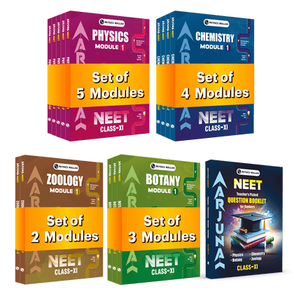 PW Arjuna For NEET Class 11 Physics, Chemistry, Botany & Zoology Modules and Questions Booklet with Solutions Combo Set of 16 Books (2026 Edition).