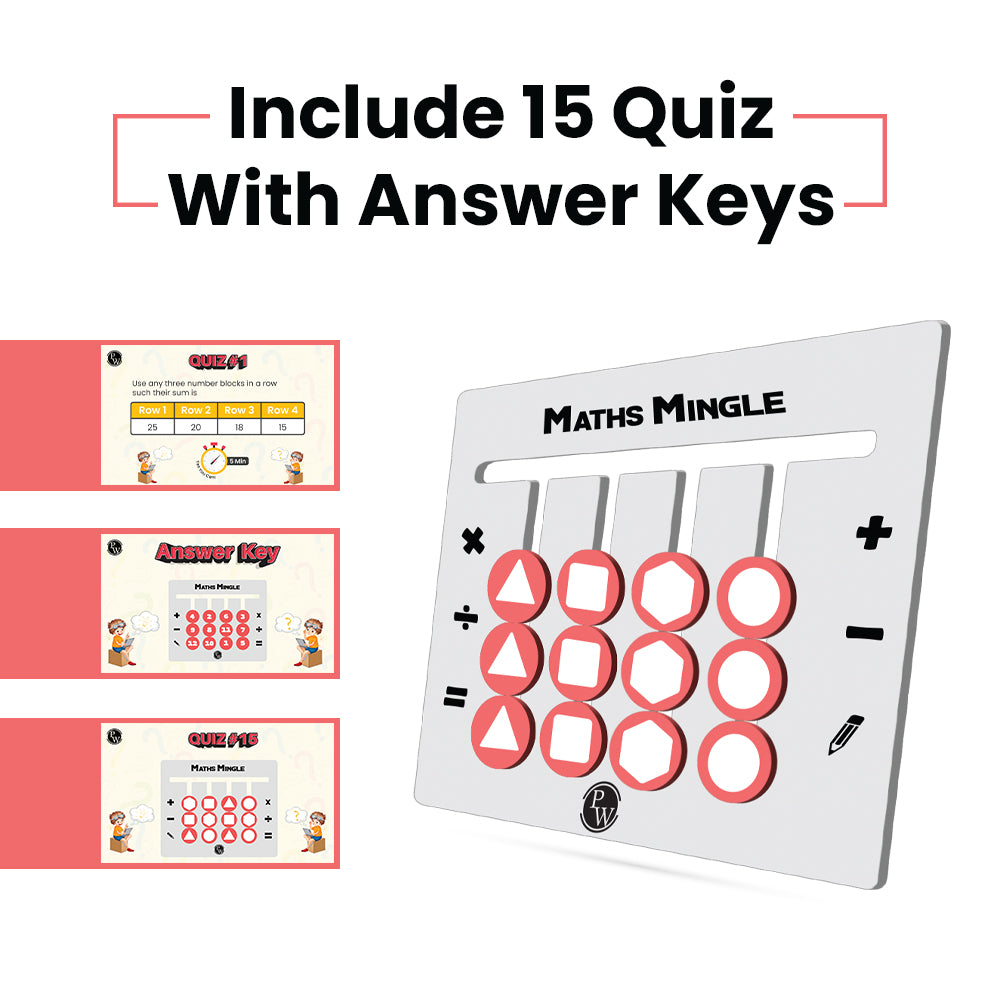 Curious Jr. Maths Mingle Board Game White for Kids Ages 4, 5, 6, 7, 8, 9, 10 Years with Quiz Cards - Addition, Subtraction and Multiplication STEM Learning toy for children