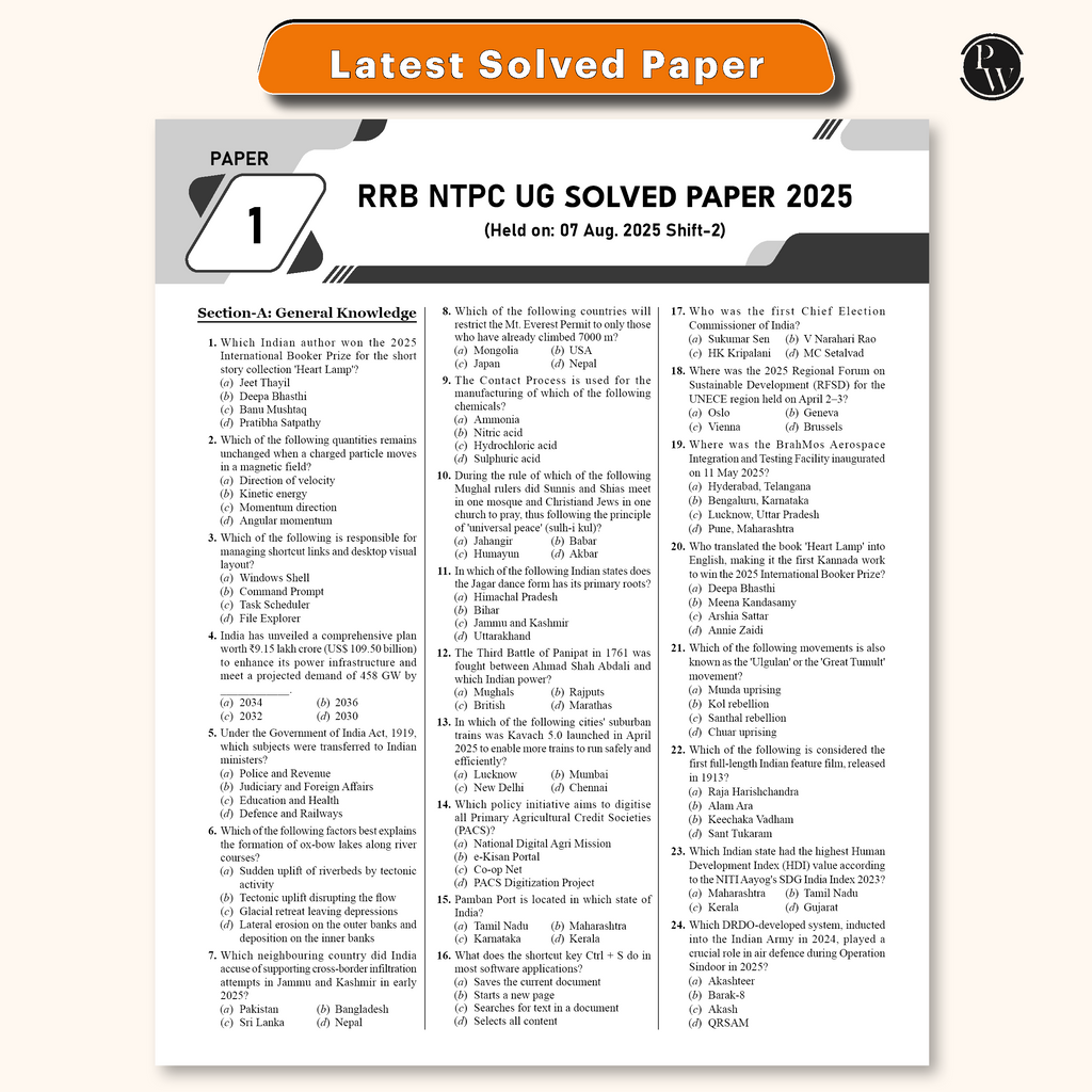 RRB NTPC Undergraduate 30 Previous Year Solved Papers CBT-1 2025 (PYQ) | 3000+ Questions | 3 Online Mock Tests for Exam 2026 | English Medium
