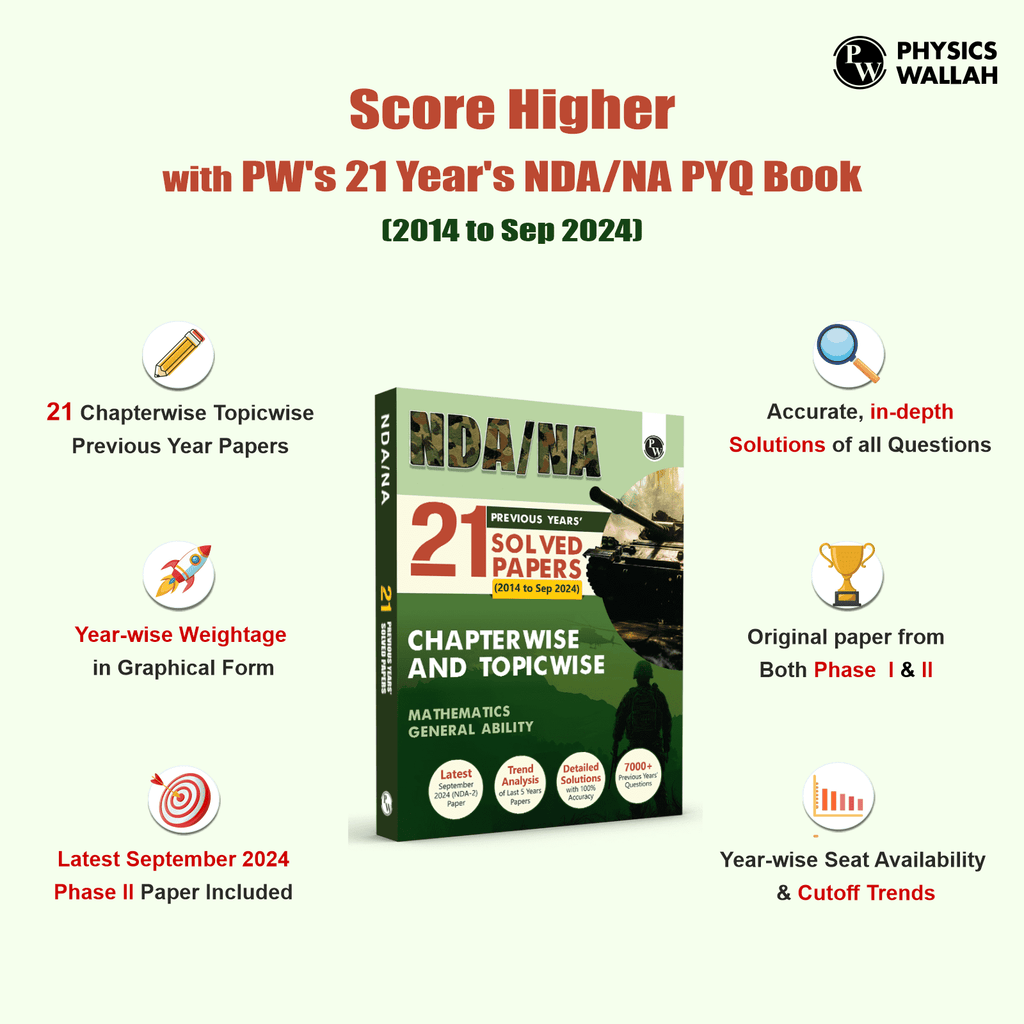 NDA NA 21 Previous Years Solved Papers (From 2014 to Sep 2024) Chapterwise and Topicwise PYQs l Maths and General Ability for 2024-2025 Exams | English Edition