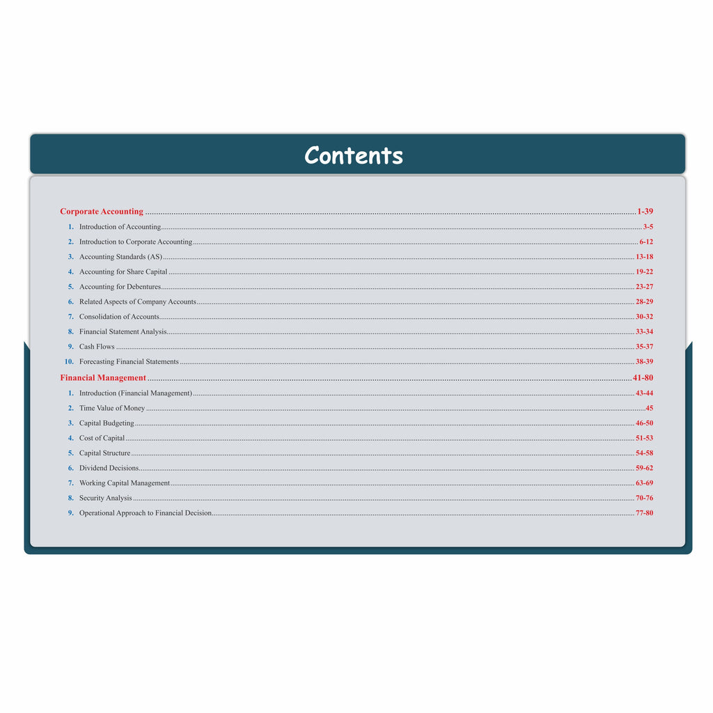 CS Executive Chart Books Quick Revision Guide Corporate Accounting and Financial Management (Module 1)