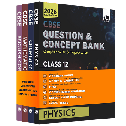 CBSE Question & Concept Bank (QCB) Class 12 Physics, Chemistry, Mathematics and English Combo Set of 4 Books Chapter-wise and Topic-wise Solved Questions For 2026 Exams