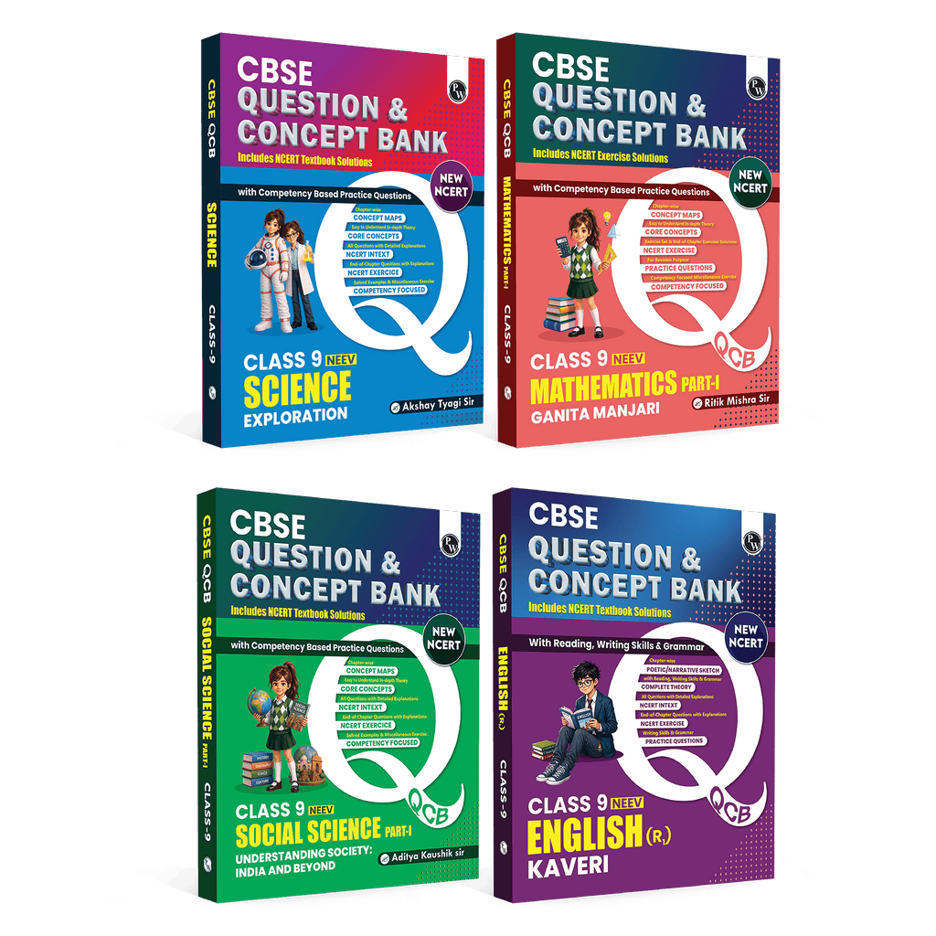 CBSE Class 9 New NCERT 2026-27 Science (Exploration), Maths Part 1 (Ganita Manjari), English R1 (Kaveri) & Social Science Understanding Society: India and Beyond Part 1 Combo Set of 4 Books