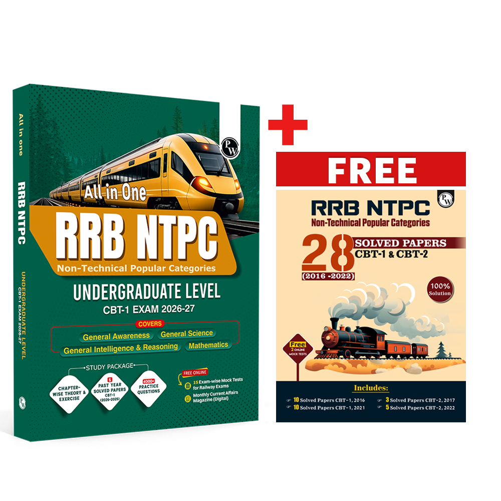 PW All in One RRB NTPC Undergraduate CBT-1 and 28 RRB NTPC PYQs (2022-2016) Combo Set of 2 Books For 2026-27 Exams l Chapterwise Theory, Short Tricks and Exercises l Past Year Papers (PYQs)