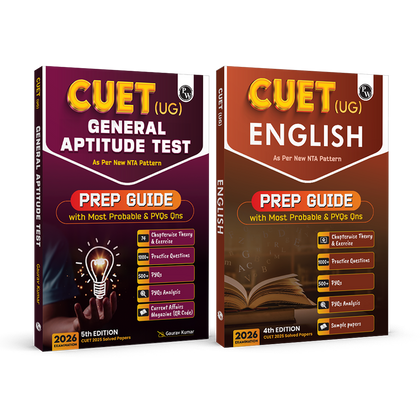 CUET (UG) General Aptitude Test & English Chapterwise & Topicwise Theory & Exercise with PYQ (2025-2022) | Most Probable Question Bank | Prep Guide | Mock Tests for Exam 2026