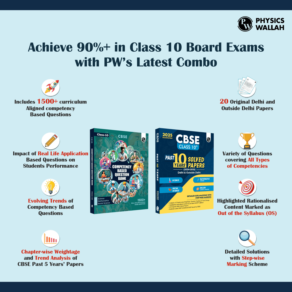CBSE Class 10 Competency Based Question Bank | 1500+ Competitive Based Questions | Chapter Wise | Sci, SST & Math, PYQs - Past 10 Years' Solved Papers (Set of 2 Books) (2024-2025)