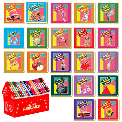 Kids First Library Box Set of 20 Board Books l Gift Set for Children Ages 1, 2, 3, 4, 5 Years