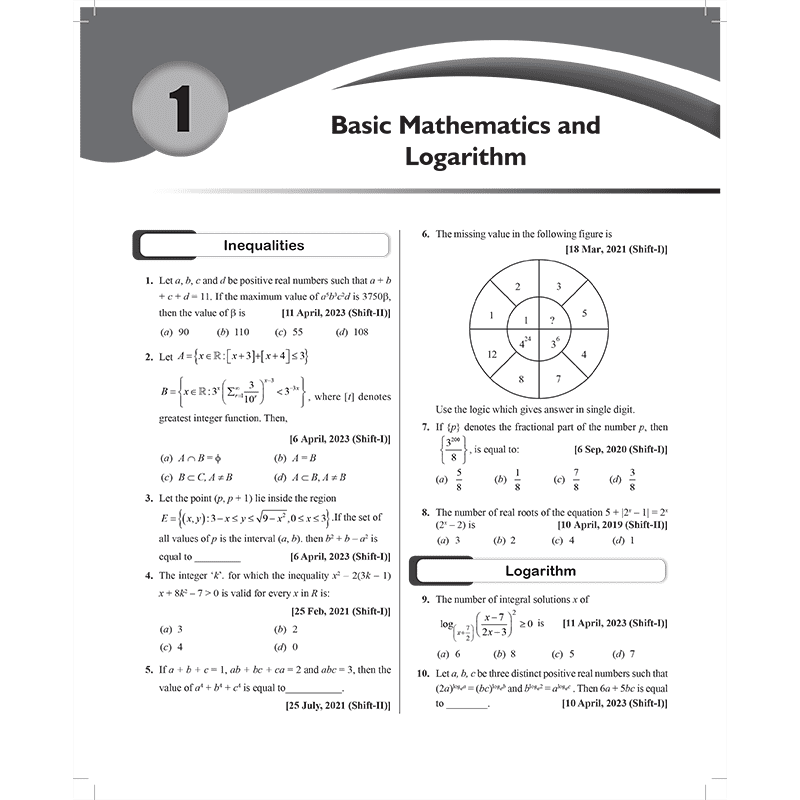 JEE 5 Years (2019-2023) JEE Main Mathematics All Shifts Past 5 Years 104 Papers Question Chapterwise & Topicwise Fully solved PYQs + 5 Years Advanced solved Questions