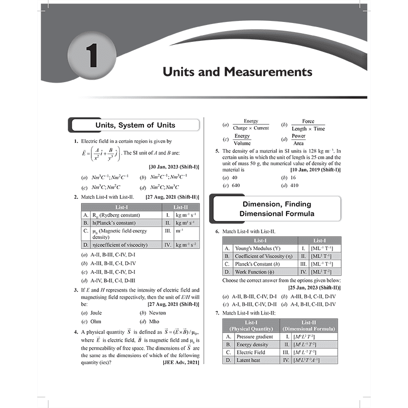 JEE 5 Years (2019-2023) JEE Main Physics All Shifts Past 5 Years 104 Papers Question Chapterwise & Topicwise Fully solved PYQs + 5 Years Advanced solved Questions
