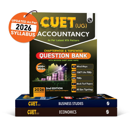 CUET (UG) Accountancy, Business Studies & Economics Combo Set of 3 Books Chapterwise & Topicwise Question Bank For 2026 Exam | Theory, Exercise, PYQ (2025-2022) & Mock Tests