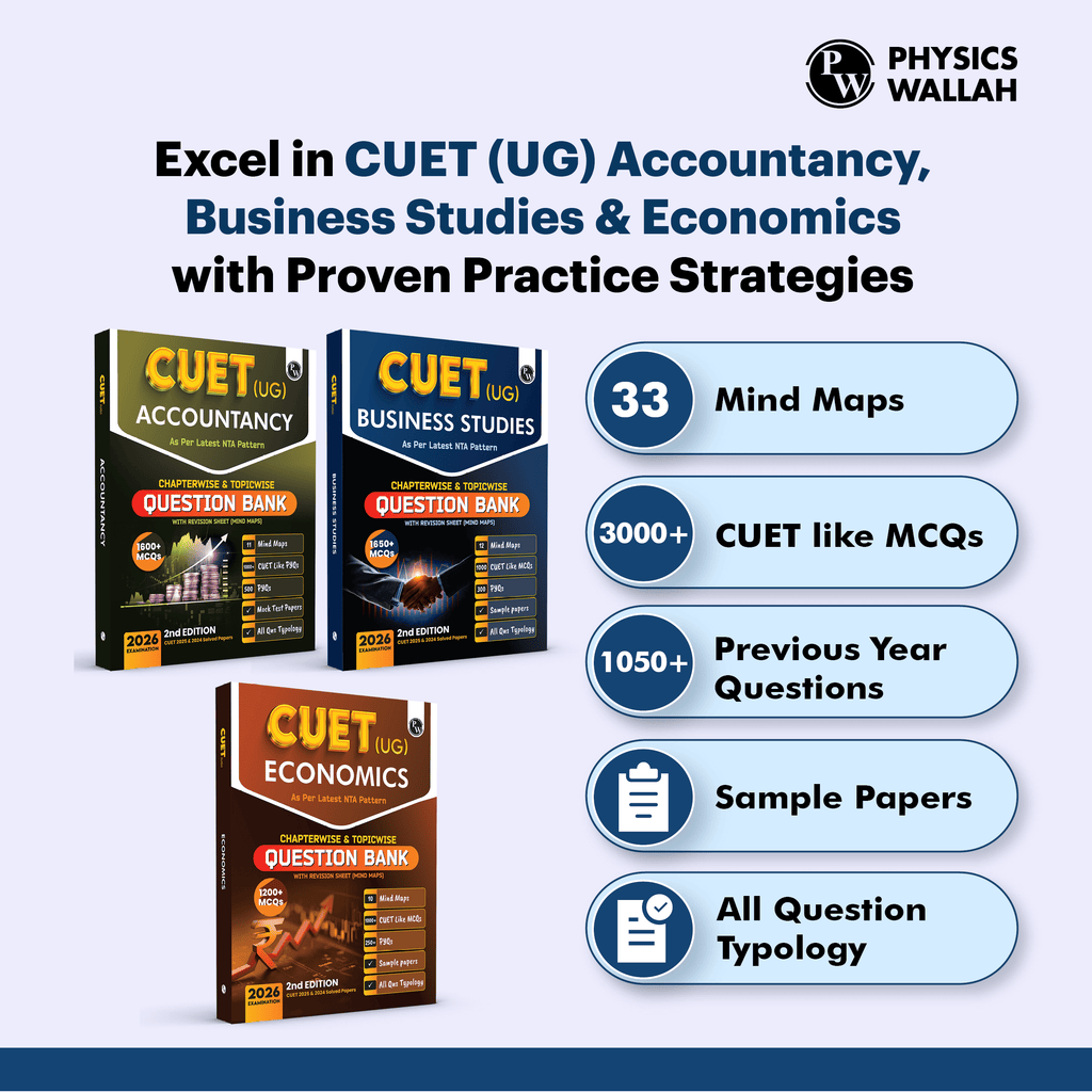 CUET (UG) Accountancy, Business Studies & Economics Combo Set of 3 Books Chapterwise & Topicwise Question Bank For 2026 Exam | Theory, Exercise, PYQ (2025-2022) & Mock Tests