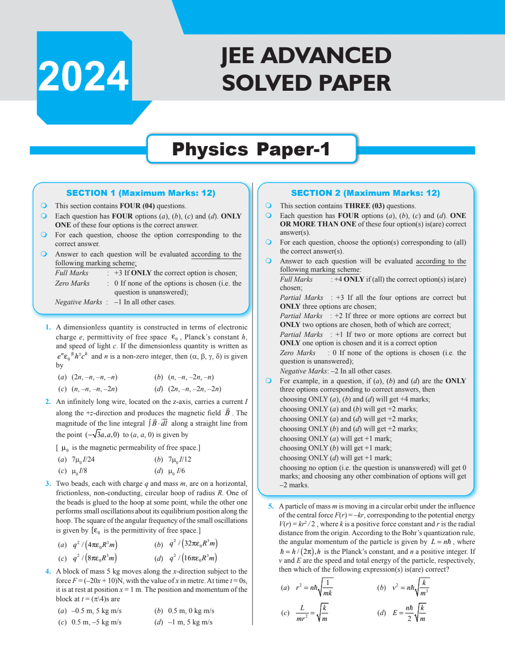 47 Years Physics Chapterwise and Topicwise Solved Papers PYQ of JEE Advanced 1978 to 2024--