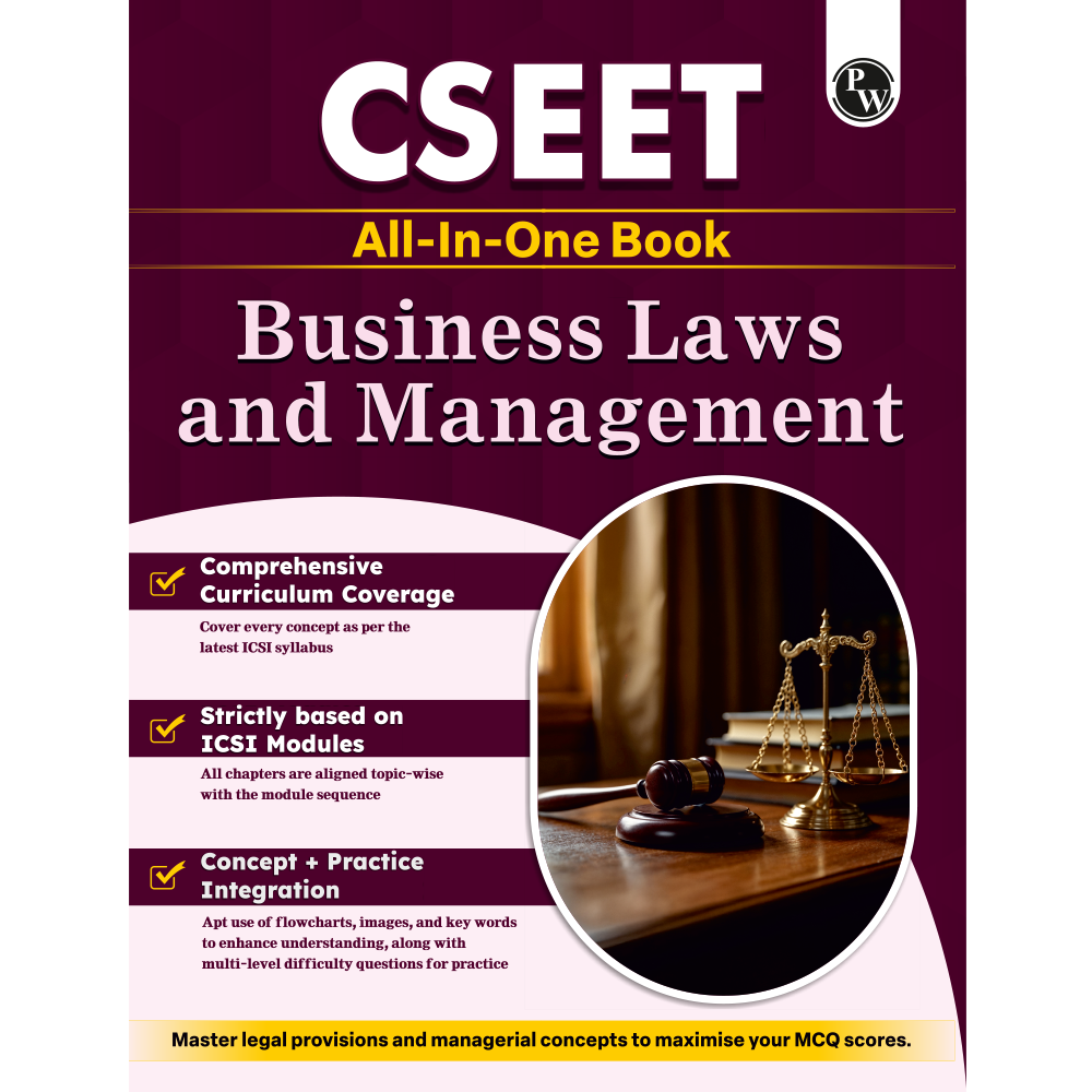 PW CSEET All in One Book Business Laws and Management October 2026 Attempt | Comprehensive Curriculum Coverage | Strictly Based on ICSI Modules | Concept + Practice Integration