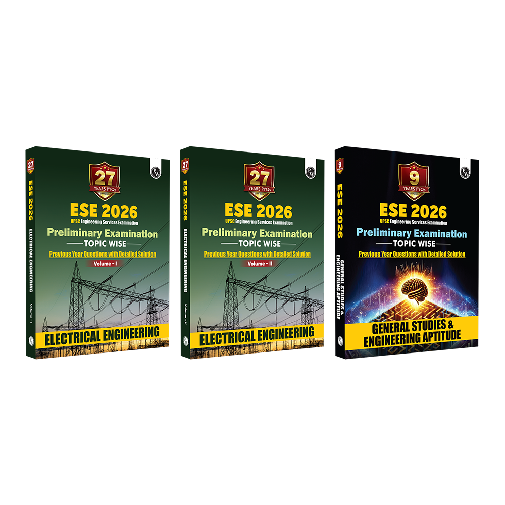 PW UPSC ESE Electrical Engineering Previous Years Solved Questions Preliminary Examination Volume 1 & 2 and General Studies & Engineering Aptitude PYQ Topicwise Combo Set of 3 Books for 2026 Exams