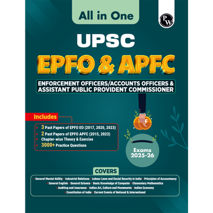 All in One UPSC EPFO & APFC For 2025-26 Exams | Enforcement Officers/ Accounts Officers & Assistant Public Provident Commissioner | Chapterwise Theory & Questions with Past Papers