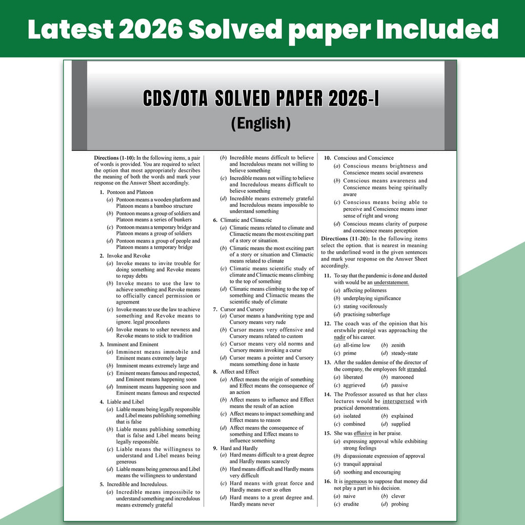 Viraat CDS OTA Book 2026 English | PYQ (2026-21) | Latest 2026 Solved Paper | Chapterwise Theory, Solved Examples, Practice Exercises & Past Year Questions