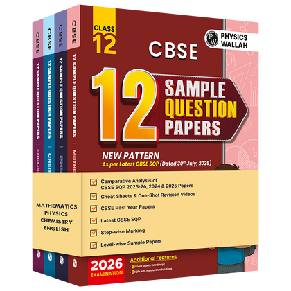 CBSE 12 Sample Question Papers Class 12 Physics, Chemistry, Mathematics & English Core Combo Set of 4 Books For 2026 Board Exam (As Per Latest SQP Dated 30 July 2025)