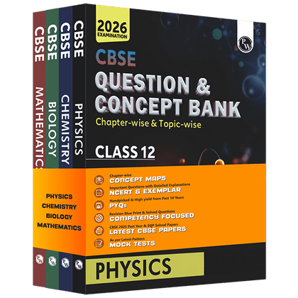 CBSE Question & Concept Bank (QCB) Class 12 Physics, Chemistry, Mathematics and Biology Combo Set of 4 Books Chapter-wise and Topic-wise Solved Questions For 2026 Exams