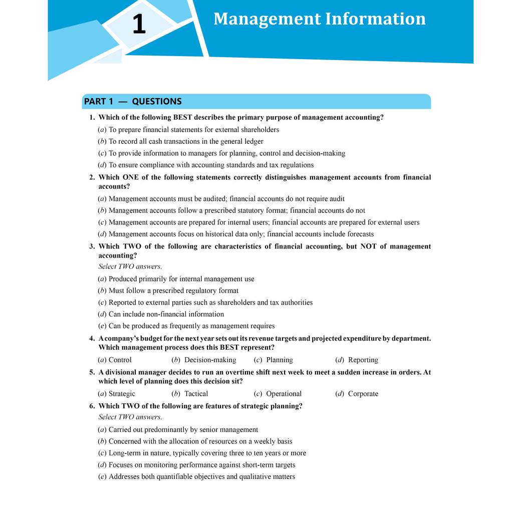 ACCA Management Accounting (MA/FMA) 2.0 Concept Book + Question Bank Combo Set of 2 Modules