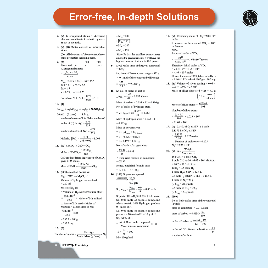 JEE Main 7 Years (2019 - 2025) Chemistry All 144 Shifts Online Previous Years Solved Papers Chapterwise and Topicwise PYQs For JEE Main 2026 Exams | Concentrate on Relevance