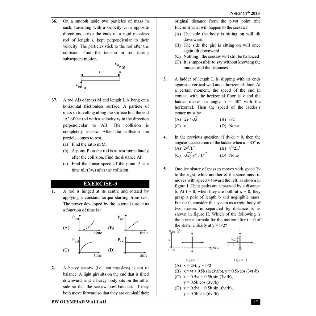 Olympiad Wallah NSEP Class 11 Advanced Physics (Part 2) For JEE & Olympiad 2025 | Practice Questions, PYQ, Detailed Solutions | Ideal For INPhO & IPhO