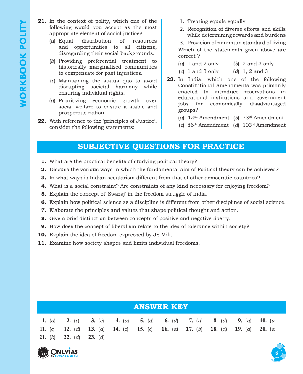 NCERT Workbook Polity and Modern India| Aligned with NCERT Summary Books | Chapter-wise Prelims and Mains Questions for Practice with Solutions | Questions designed on the latest UPSC Pattern