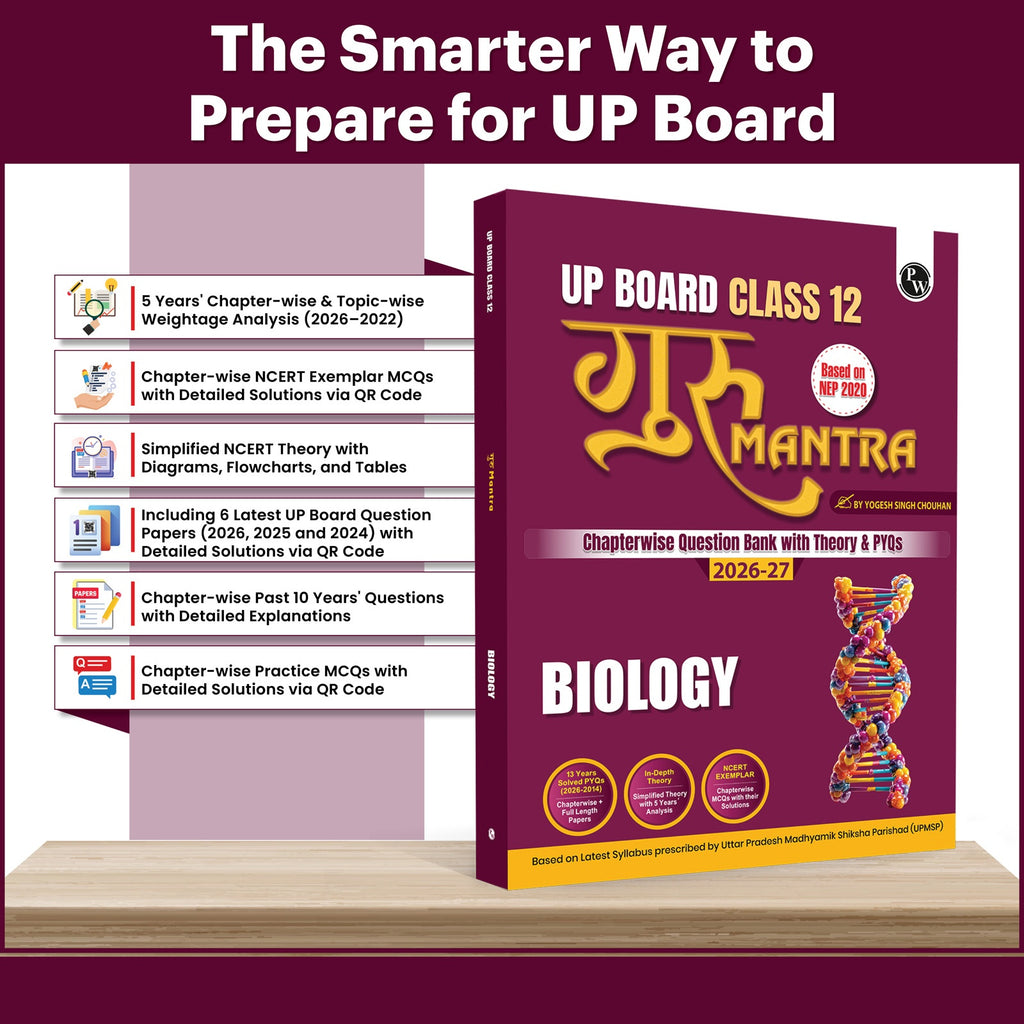 UP Board Class 12 Question Bank Biology Guru Mantra By Yogesh Sir For 2026-27 Exam | NEP 2020 | Chapter-wise Mind Maps with Previous Year Questions, NCERT Exemplar & Model Papers