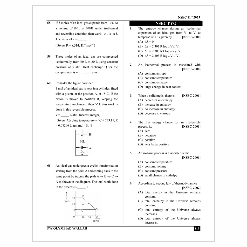 Olympiad Wallah NSEC Class 11 Advanced Chemistry (Part 2) For JEE & Olympiad 2025 | Problems For Analytical Skills | Ideal For NSEP INPhO & IPhO